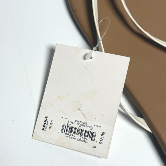 LC Lauren Conrad Honeywhite Womens Sandals White Cognac Flip Flops Size 8 NEW - Picture 5 of 6